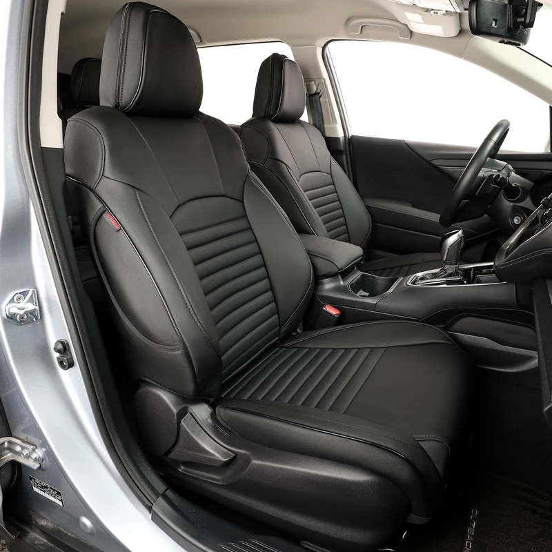 EKR Lingyue Full Coverage Leatherette Custom Exact Fit Car Seat Cover, Front&Rear Seat Cover for Subaru Outback 2015 2016 2017 2018 2019, Airbag Compatible, Black Color