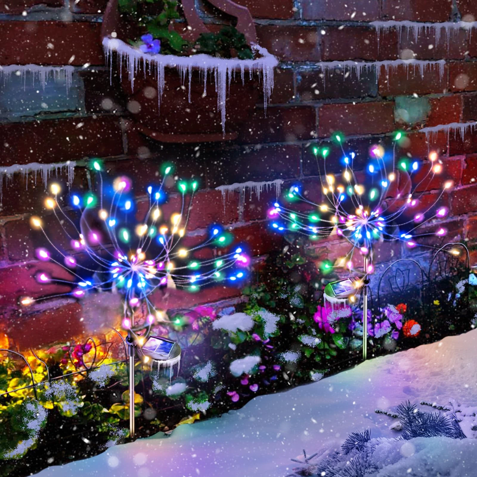 Anordsem Solar Lights Outdoor Garden: Waterproof LED Firework Starburst Lamp - Coloured Christmas Decorations for Patio Path Fence Lawn - DIY Gardening Gifts for Women Mum Wife