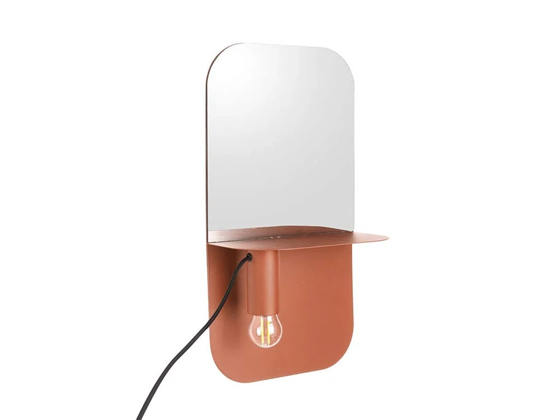 PT Living Wall Lamp Plate Iron Matt Brown, Including Mirror - Image 1