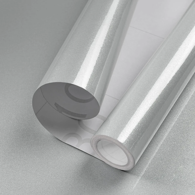 Hode Grey High Gloss Vinyl Wrap for Furniture, Waterproof Sticky Back Plastic Roll Peel and Stick Self Adhesive Wallpaper, Contact Paper for Kitchen Worktops Vinyl Covering Glittery 30cmx3m