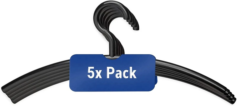 MAUL Plastic Clothes Hangers - Modern Plastic Hangers in Elegant Design - Sturdy and Durable Hangers for Clothes - Black - Set of 5