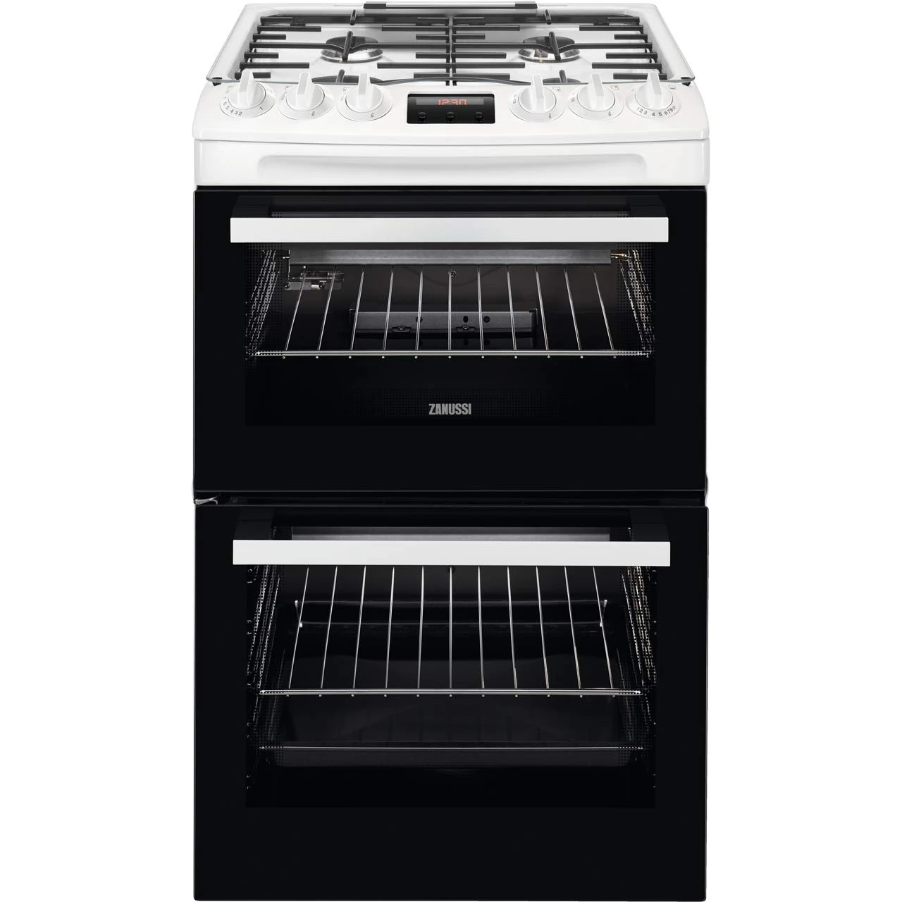Zanussi 55cm Double Oven Gas Cooker with Catalytic Liners - White