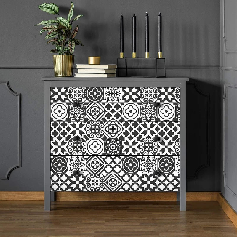 Ambiance Sticker Self-Adhesive Furniture and Tables Tile Stickers for Kitchen and Living Room Decoration Gina - Pack of 60 Stickers of 20 x 20 cm