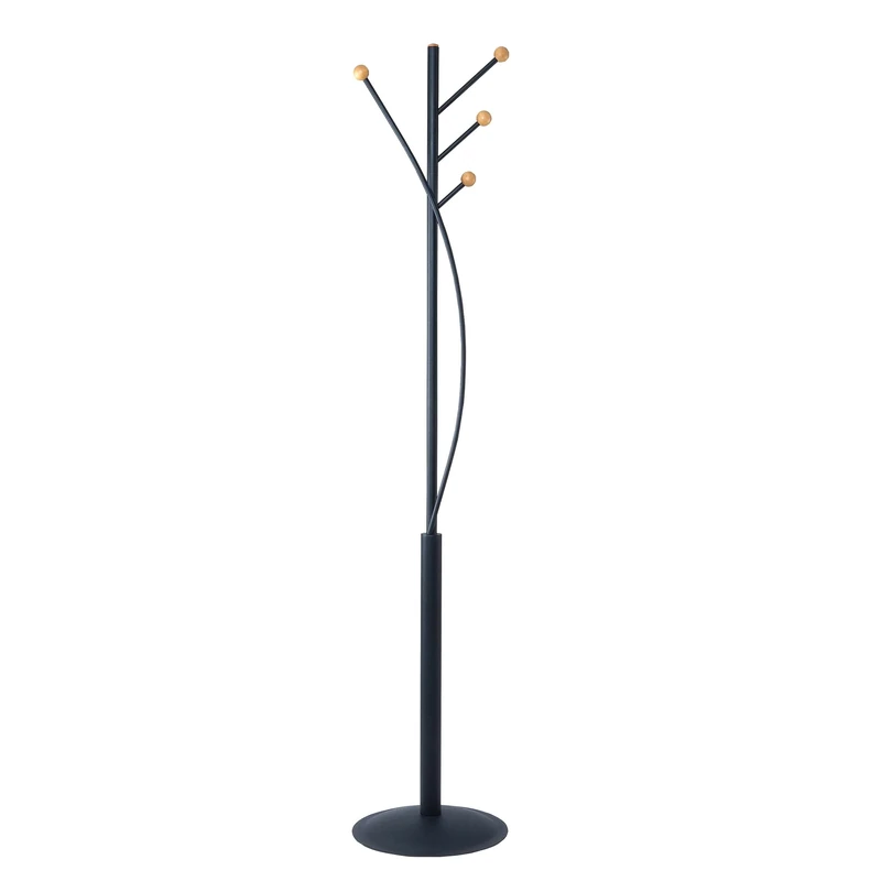 MAUL Coat Stand 180 cm Height Free Standing Clothes Stand with 4 Hooks Sturdy Steel Coat Rack Matte Black