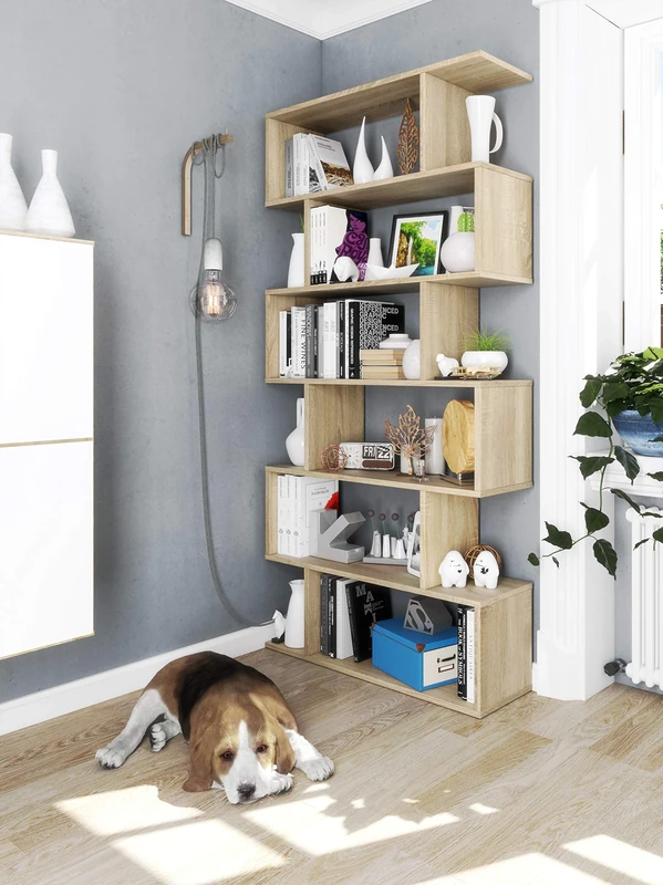 Dmora - Bookcase Misma, Multipurpose office shelf, Bookcase with 5 shelves, 80x25h190 cm, Oak