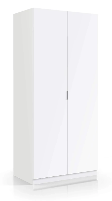 Esidra Dmora - Cloakroom Orange, Bedroom wardrobe with 2 hinged doors, Bedroom furniture with 1 shelf and clothes rail, 82x52h180 cm, White