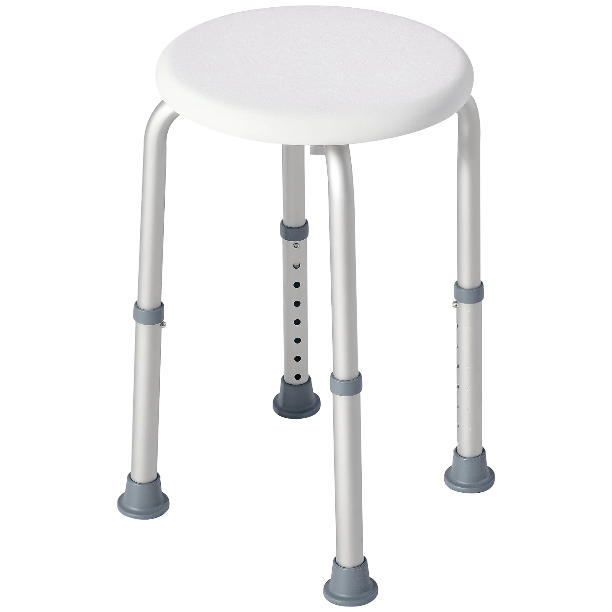 HOMCOM Shower Chair, Adjustable Height Shower Stool with Aluminium Frame and Non-Slip Feet, Bathtub Stool Seat for Elderly Disabled Handicap, White