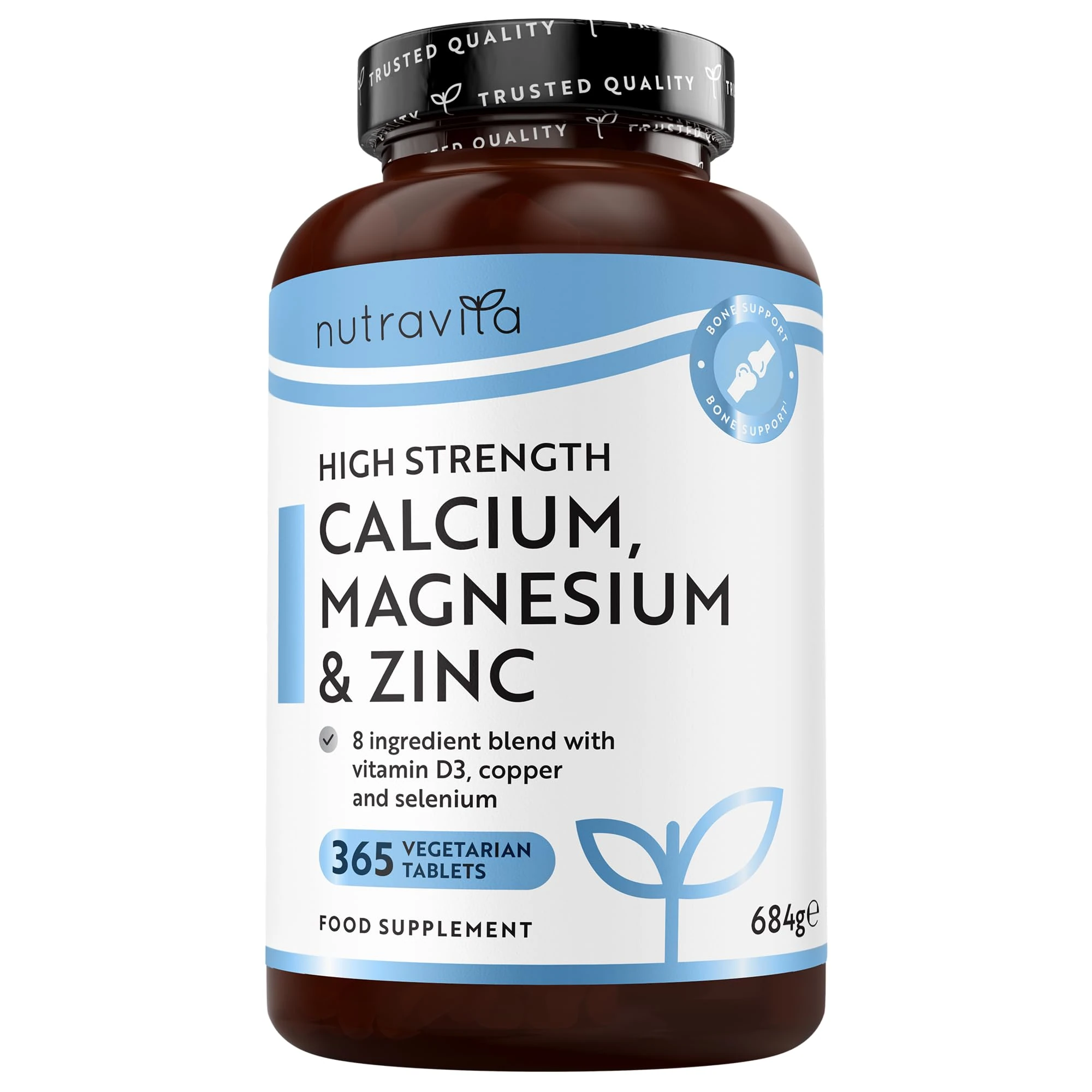 Nutravita Calcium Magnesium & Zinc with Vitamin D D3 Copper Selenium Boron and Manganese - 365 Tablets
