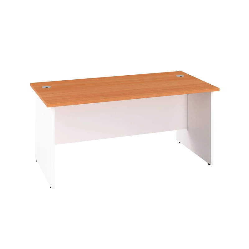 Office Hippo Heavy Duty Rectangular Office Desk with Panel Ends, 120 x 60 x 73 cm, White Legs, Beech Top