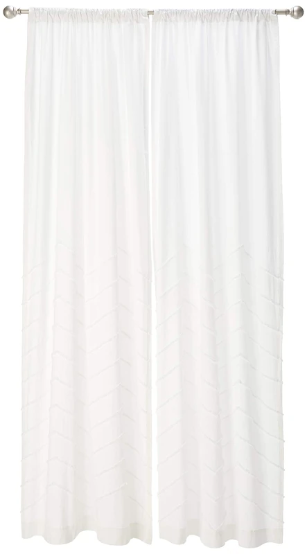 Lush Decor White Chenille Chevron Window Curtain Panel Pair (95" x 40"), Cotton, 40" W x 95" L (Pack of 2)