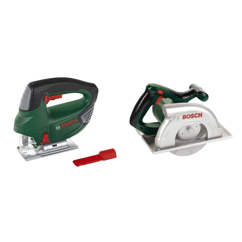 Theo Klein 8379 Bosch Jigsaw I Battery - Powered with up - and - down jigsaw Motion, Light and Sound Effects & 8421 Bosch Circular Saw I Battery-Powered with circular motion