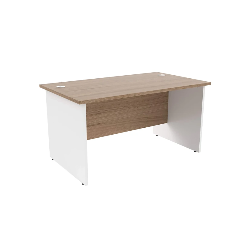 Office Hippo Heavy Duty Rectangular Office Desk with Panel Ends, 120 x 80 x 73 cm, White Legs, Grey Oak Top