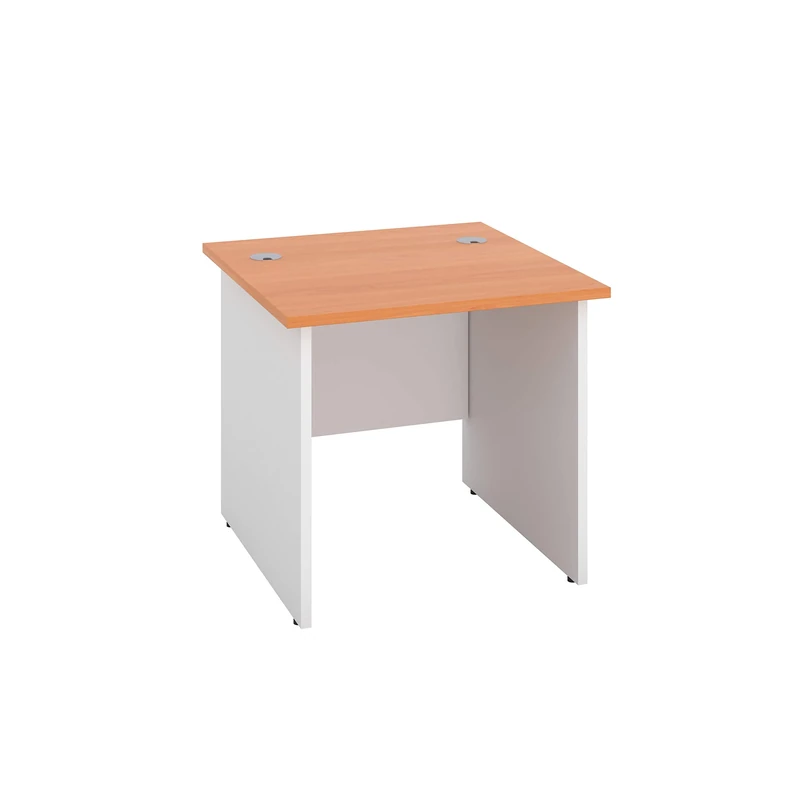 Office Hippo Heavy Duty Square Office Desk with Panel Ends, 80 x 80 x 73 cm, White Legs, Beech Top