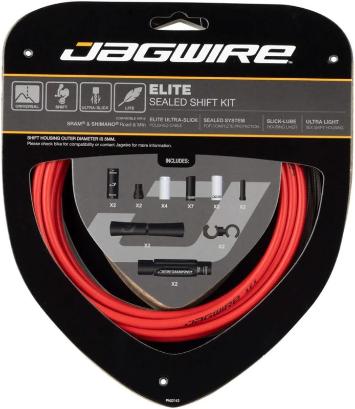 Jagwire Elite Sealed Shift/Gear Cable Kit (x2 Cables) - Red
