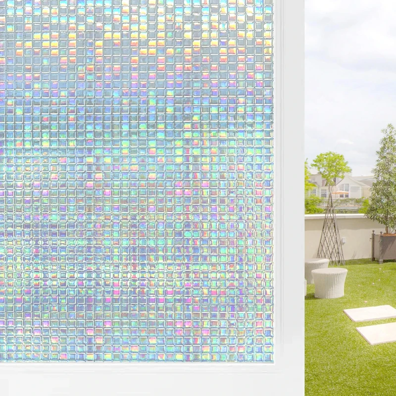 FILMGOO Window Privacy Film Decorative Static Cling Decoration Self Adhesive for Blocking Heat Control Glass Tint Stickers for Home Living Room Bedroom.