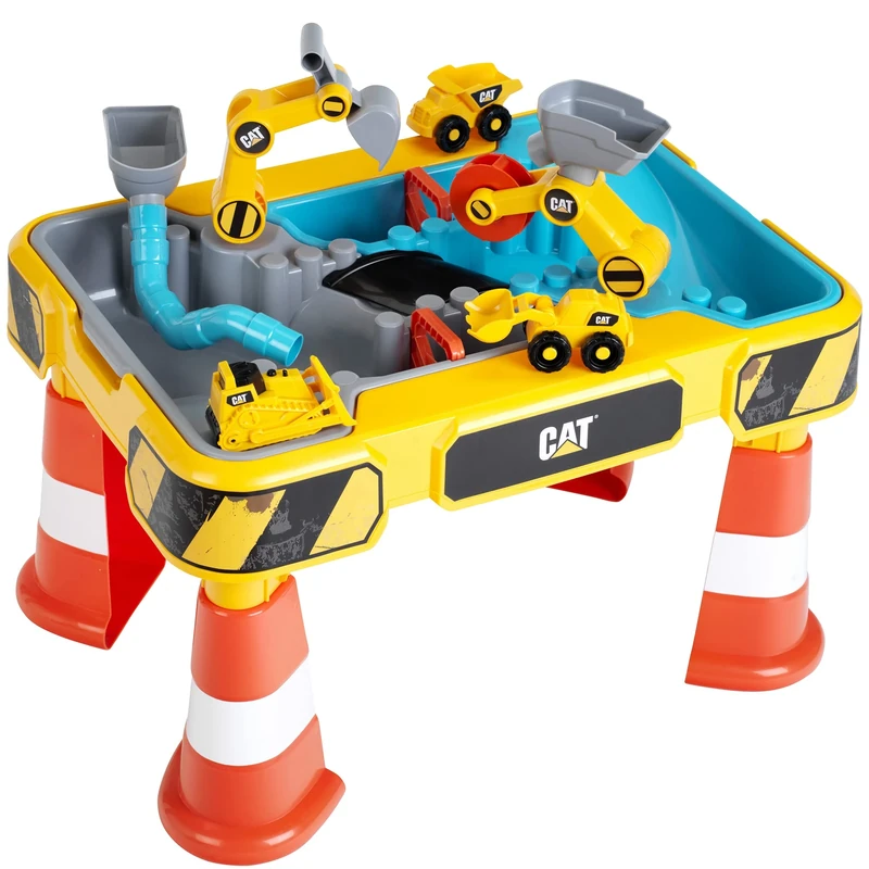 Theo Klein 3208 CAT Sand and Water Play Table I Two pools including wheel and backhoe excavator and much more accessories I Toys for children aged 18 months and over