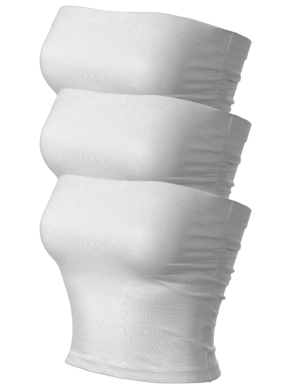 MixMatchy Women's Causal Strapless Double Layered Basic Sexy Tube Top - Pack, 3pack - White/White/White, S