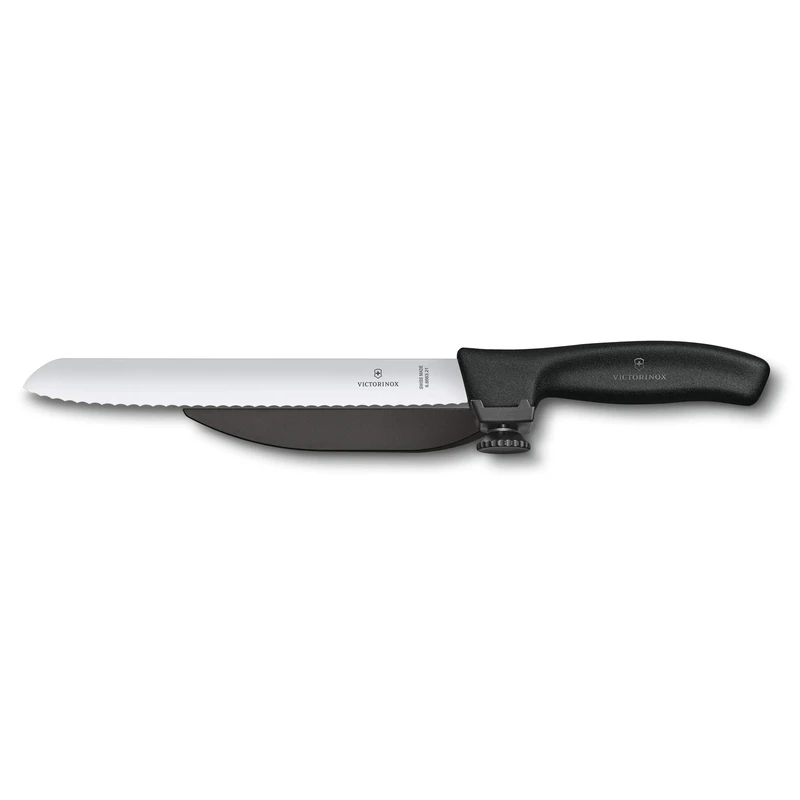 Victorinox Swiss Classic DUX Knife, Extra Sharp Blade, Wavy Edge, 21 cm, Robust Handle, Stainless Steel, Black