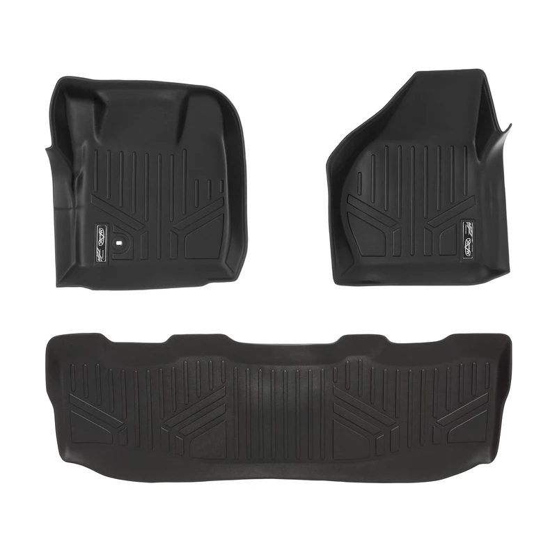 SMARTLINER Custom Fit Floor Mats 2 Row Liner Set Black for 2008-2010 Ford F-250 / F-350 / F-450 Super Duty Crew Cab