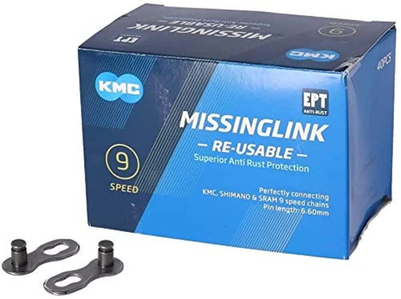 KMC MissingLink 9R EPT Chain Joining Links, Silver, 40 Pairs