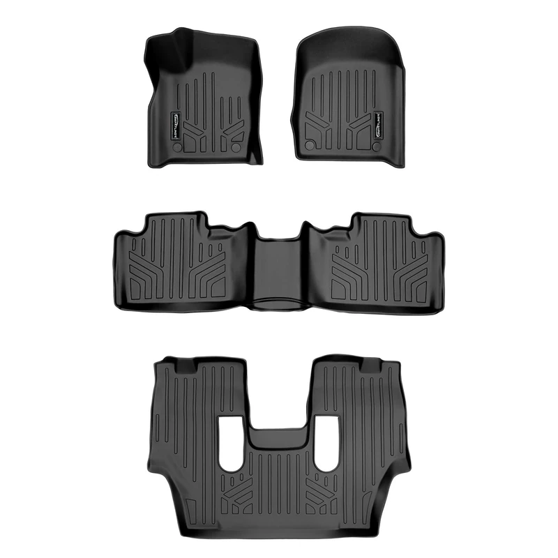 SMARTLINER Custom Fit Floor Mats 3 Row Liner Set Black for 2016-2019 Dodge Durango with 2nd Row Bucket Seats