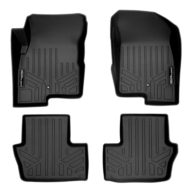 SMARTLINER Floor Mats 2 Row Liner Set Black for 2007-2012 Dodge Caliber / 2007-2017 Jeep Patriot/Compass Old Body Style