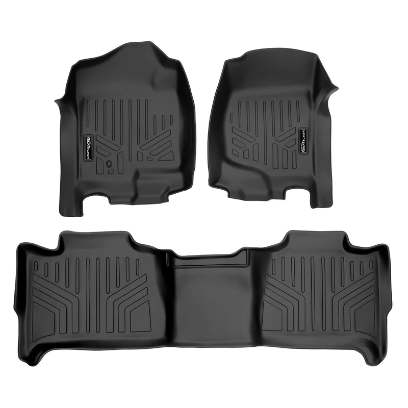 SMARTLINER Floor Mats 2 Row Liner Set Black for 2007-2014 Tahoe/Suburban/Yukon/Yukon XL/Denali (No Hybrid Models)