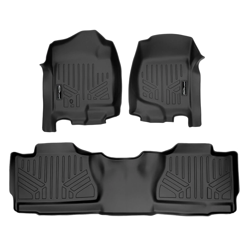 SMARTLINER Custom Fit Floor Mats 2 Row Liner Set Black for 2007-2013 Chevrolet Avalanche