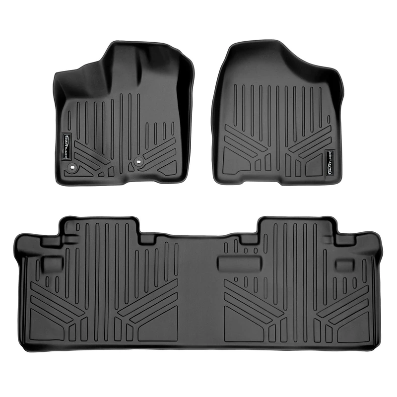 SMARTLINER Custom Fit Floor Mats 2 Row Liner Set Black for 2013-2019 Toyota Sienna 8 Passenger Model