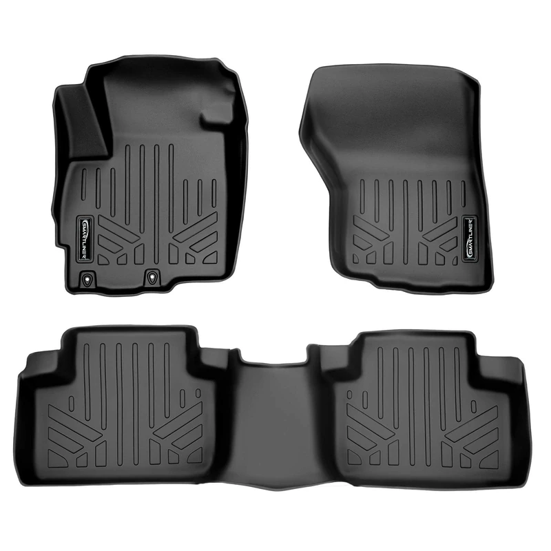 SMARTLINER Custom Fit Floor Mats 2 Row Liner Set Black for 2011-2019 Mitsubishi Outlander Sport