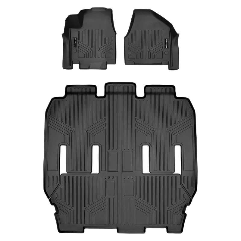 SMARTLINER Custom Floor Mats 3 Row Liner Set Black for 2017-2019 Chrysler Pacifica 7 or 8 Passenger Model (No Hybrid Models)