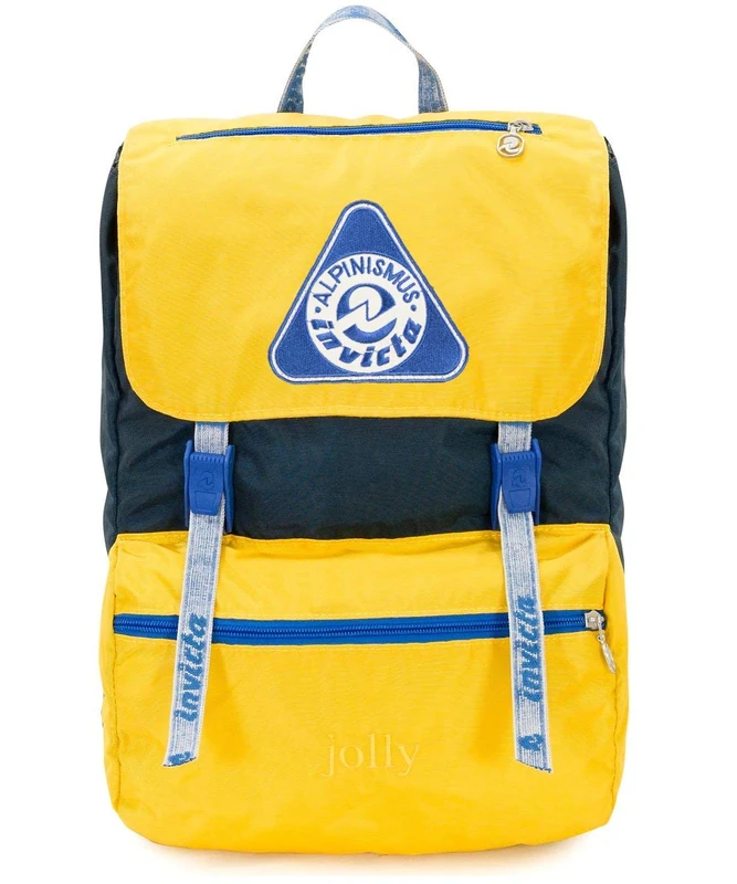 Invicta Backpack, JOLLY VINTAGE Knapsack, Casual Daypack, For Office, Day Trips & Commuting, For School, Sport, Free Time, 13'' Laptop Sleeve, Italian Design, yellow/blue