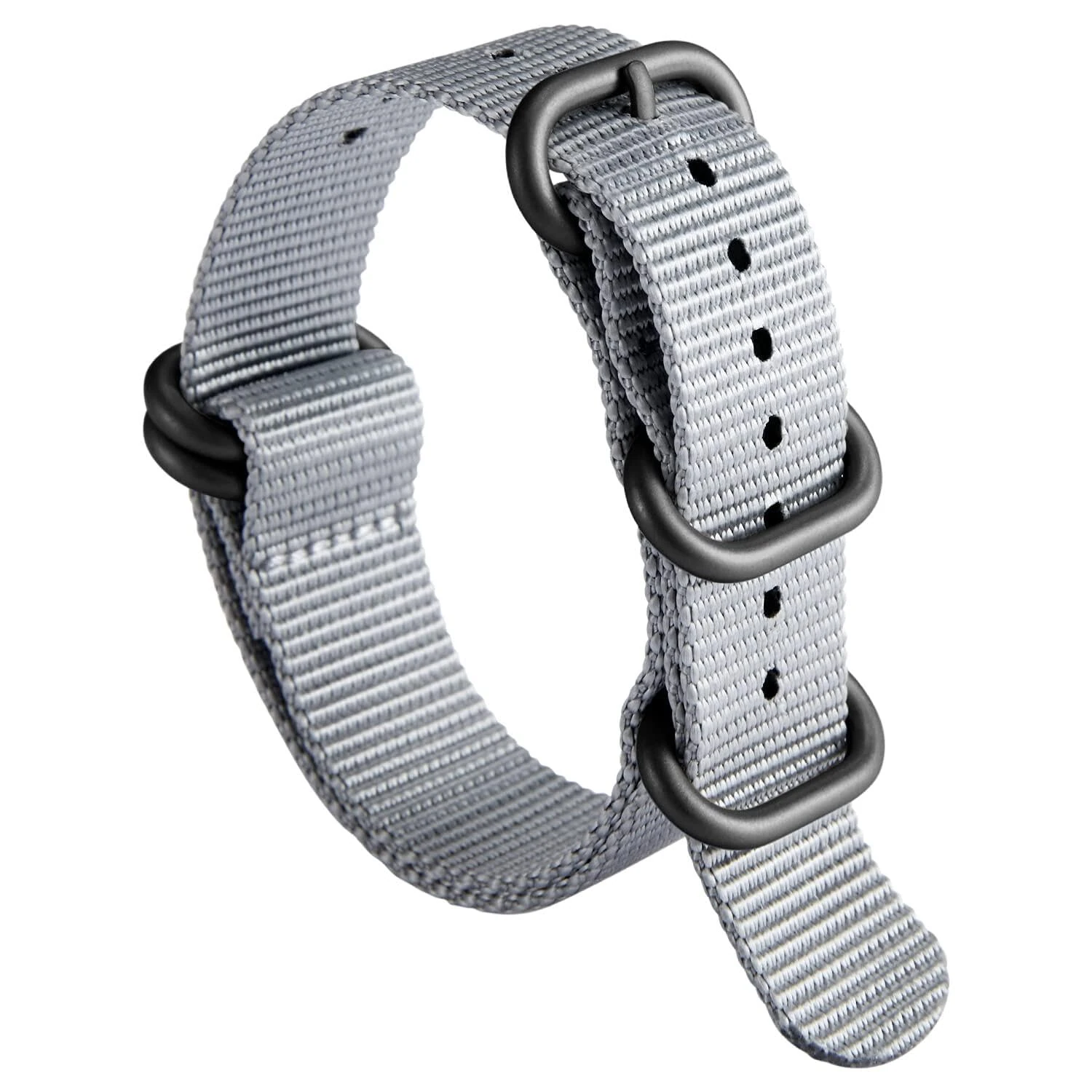 BINLUN Nylon Watch Strap Thick G10 Premium Ballistic Multicolor Bands for Men Women 18mm 19mm 20mm 21mm 22mm 23mm 24mm with Military Heavy Duty 5 Rings Silver/Black Stainless Steel Buckle