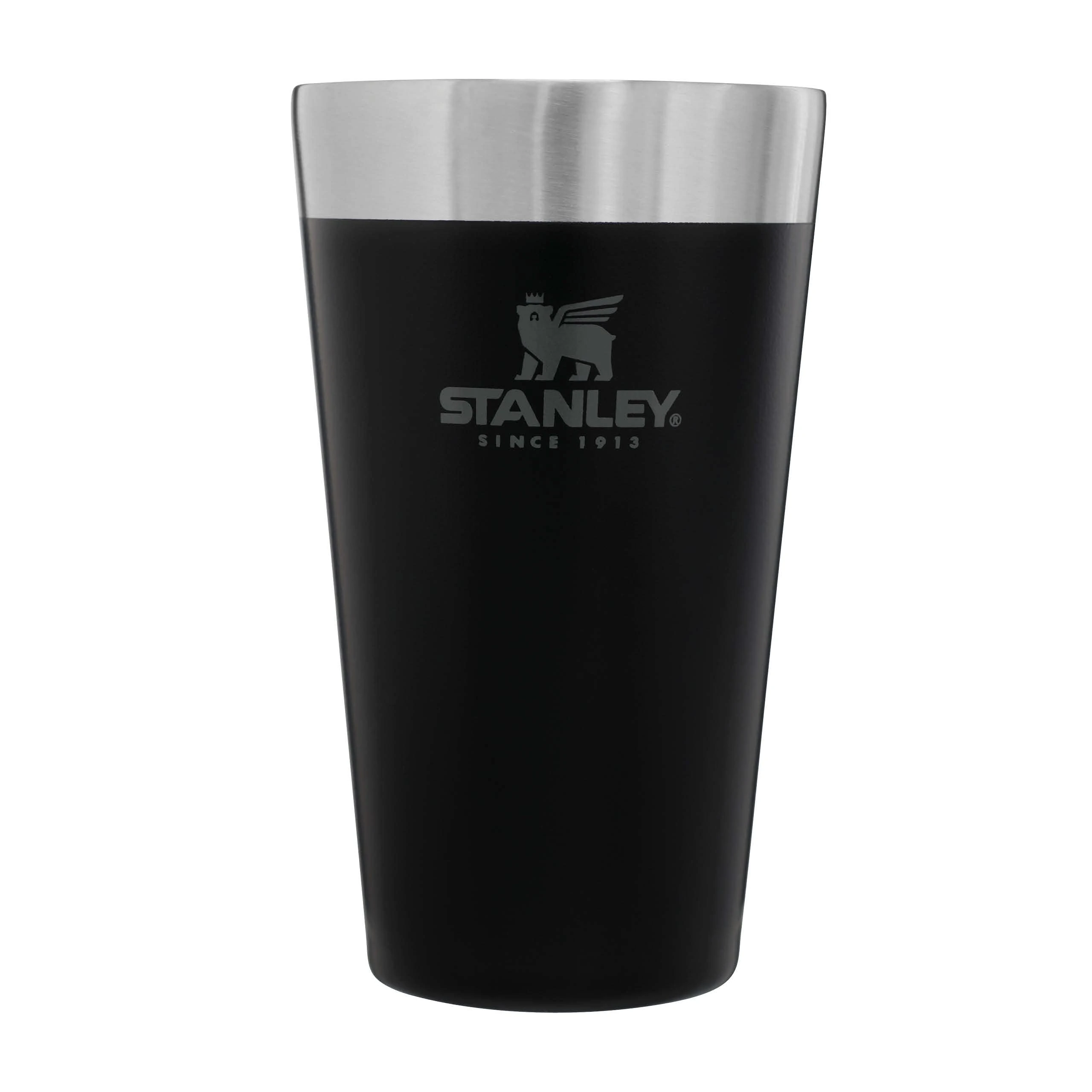 STANLEY Adventure Stacking Beer Pint 0.47L - Travel Mug Keeps Drinks Cold for 4 Hours - Stainless Steel Thermal Cup - Stacks Infinitely - Double Wall Vacuum Insulation - Dishwasher Safe - Matte Black