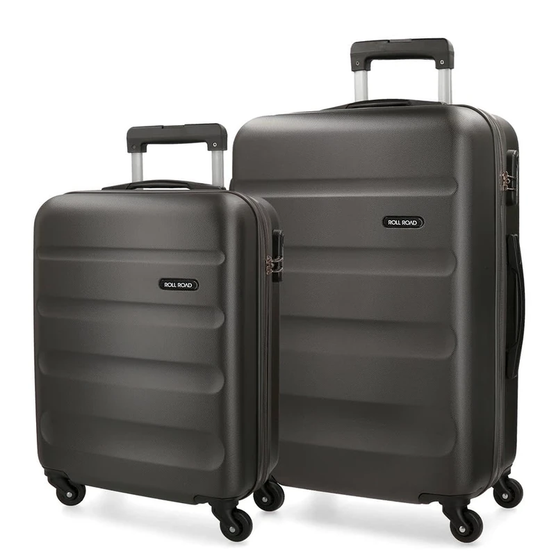 Roll Road Flex Grey Luggage Set 55/65 cm Rigid ABS Combination Lock 91 Litre 4 Wheels Hand Luggage