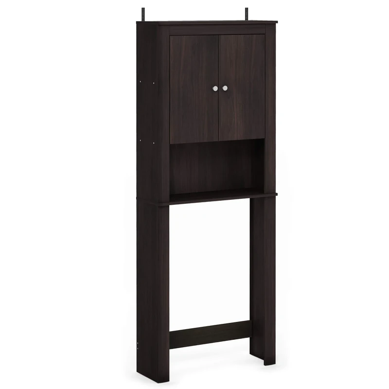 Furinno INDO Over The Toilet Storage with Double Doors, Bathroom Storage Cabinet, Bathroom Shelf, Space Saving Over The Toilet Organizer, White - Image 1