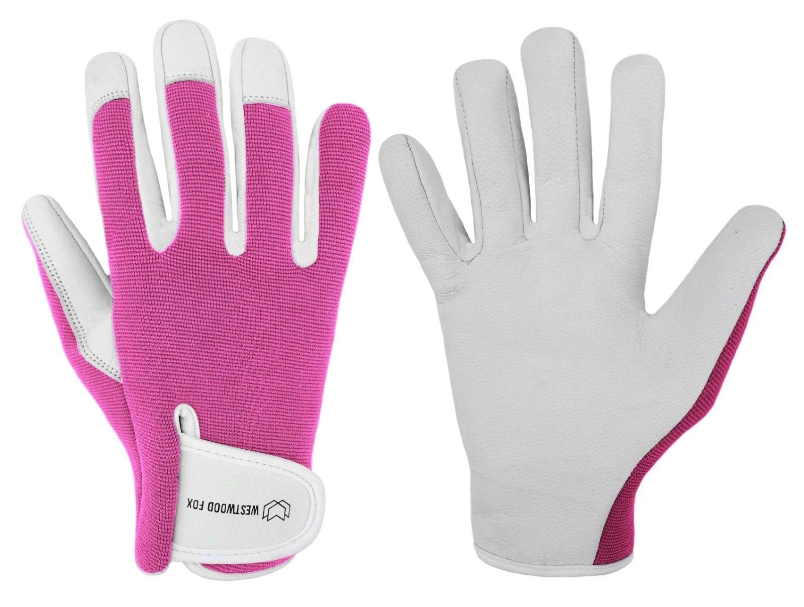 WESTWOOD FOX Ladies/Mens Leather Gardening Gloves Thorn Proof Rigger Garden work gloves, Safety Working Gloves, Premium Quality (Pink, M)