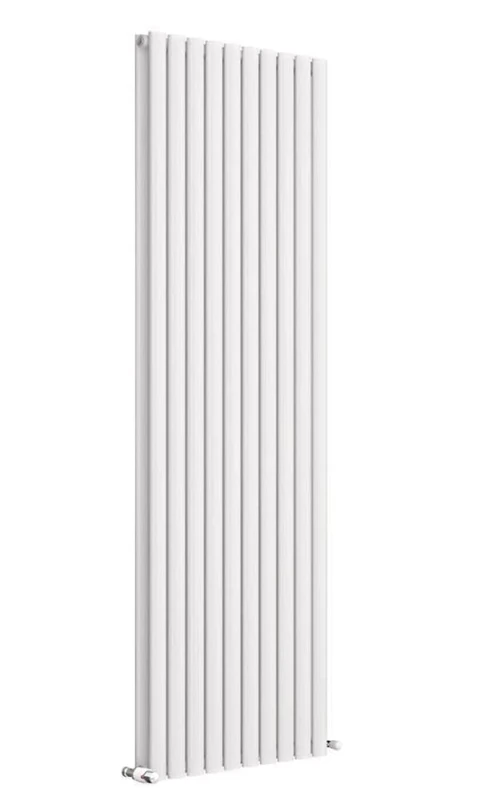 VeeBath RDG500 Linx Montpellier White Low Carbon Mild Steel Vertical Double Oval Panel Bathroom Heating Radiator-1800 x 590mm