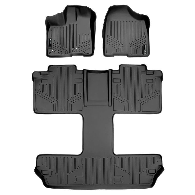 SMARTLINER Custom Fit Floor Mats 3 Row Liner Set Black for 2013-2019 Toyota Sienna 7 Passenger Model