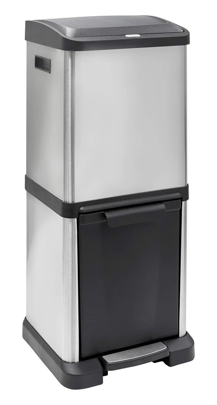 Arregui Binary CR705-34L Stainless Steel Waste and Recycling Bin with 2 Vertical Buckets, Stainless Steel