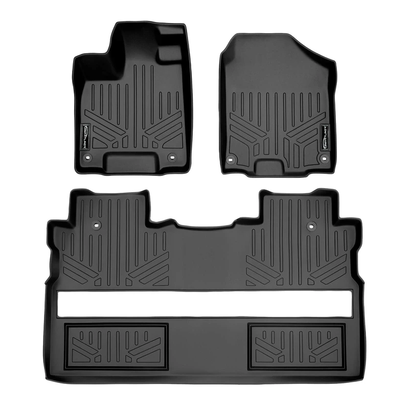 SMARTLINER Custom Fit Floor Mats 2 Row Liner Set Black for 2017, 2018, 2019, 2020 Honda Ridgeline Crew Cab - All Models