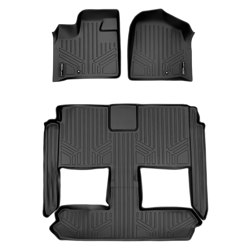 SMARTLINER Floor Mats 3 Row Liner Set Black for 2008-2020 Grand Caravan / 2008-2016 Town & Country (Stow'n Go Only)