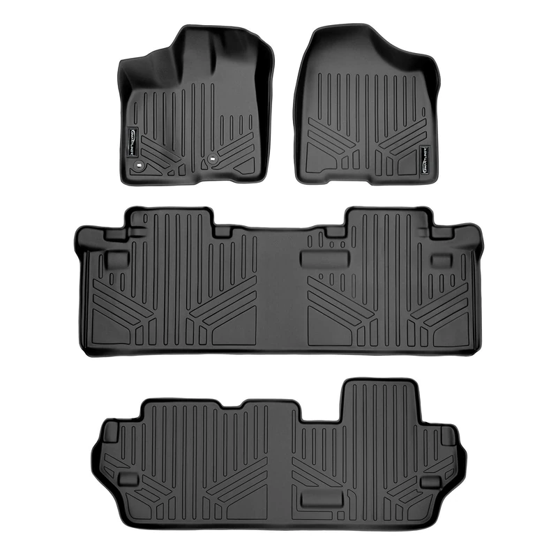 SMARTLINER Custom Fit Floor Mats 3 Row Liner Set Black for 2013-2019 Toyota Sienna 8 Passenger Model