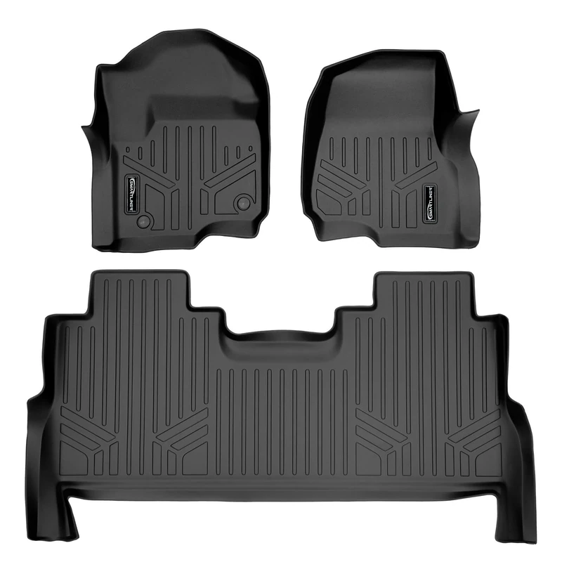 SMARTLINER SA0246/B0246 for F-250/F-350 Super Duty Crew Cab with 1st Row Bucket Seats Floor Mats Liner Black