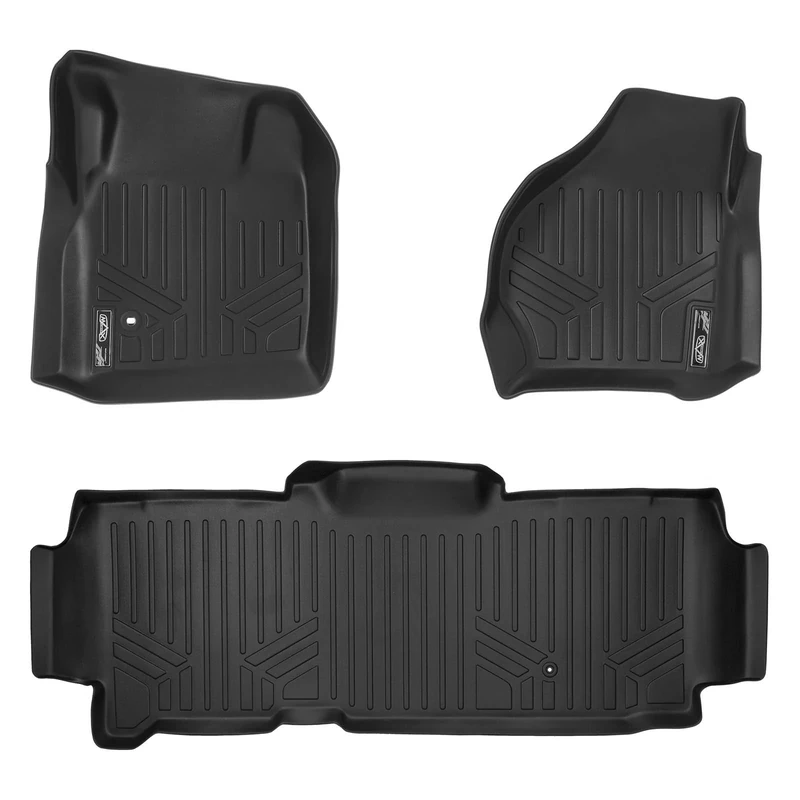 SMARTLINER Custom Fit Floor Mats 2 Row Liner Set Black for 1999-2007 Ford F-250 / F-350 Super Duty SuperCab