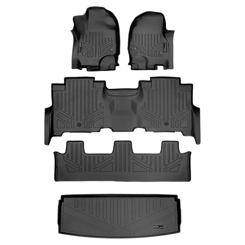 SMARTLINER Floor Mats - Cargo Liner Behind 3rd Row Set Black for 18-19 Expedition/Navigator 2nd Row Bench Seat (no Max or L)
