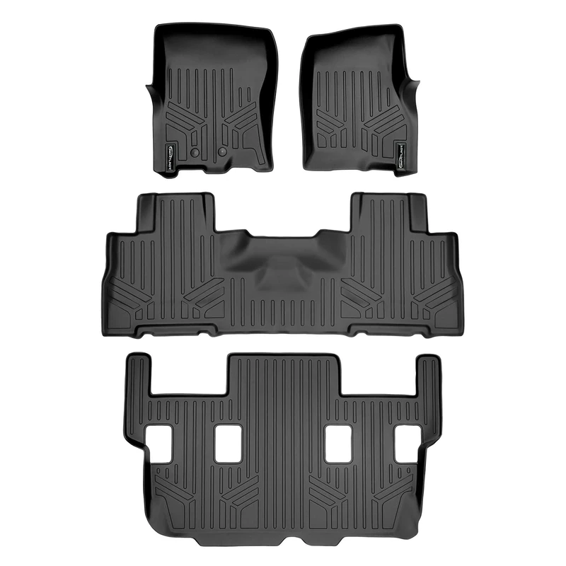 SMARTLINER Floor Mats 3 Row Liner Set Black for 2011-2017 Expedition/Navigator with 2nd Row Bucket Seats Without Console