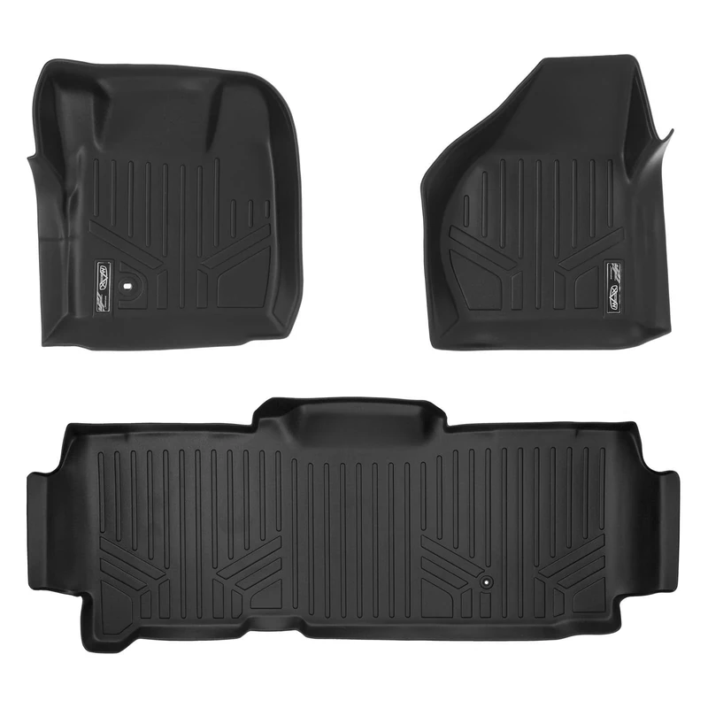SMARTLINER Custom Fit Floor Mats 2 Row Liner Set Black for 2008-2010 Ford F-250 / F-350 Super Duty SuperCab
