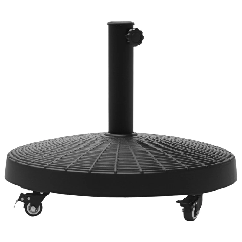 Outsunny 22.7kg Resin Patio Parasol Base Umbrella Stand Weight Deck Garden Sunshade Holder Round w/Wheels Brakes Outdoor