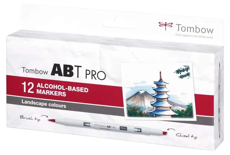 Tombow ABT PRO Alcohol-based Marker Pens Set of 12 - Landscape Colours